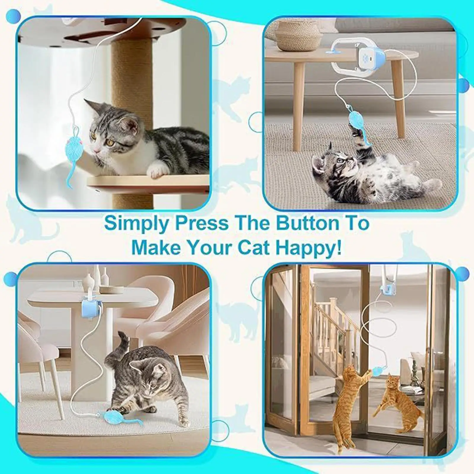 

Ceiling Cat Toy Realistic Mice Enrichment Adjustable Modes Remote Interactive Stimulating Cat Toys For Mental Stimulation