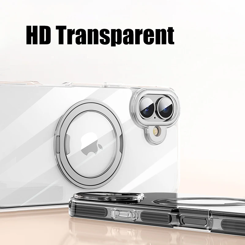 Прозрачный чехол-подставка для iPhone 12 13 14 15 16 Pro Max Plus