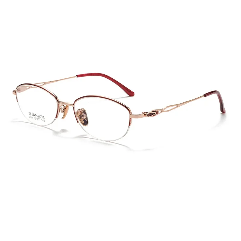 نظارات نسائية عصرية بنصف إطار، مصنوعة من التيتانيوم النقي، نظارات قراءة مريحة وخفيفة الوزن للغاية #5