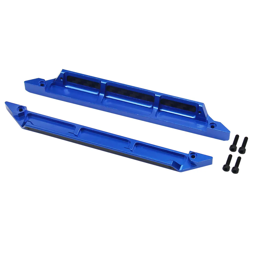 Hot Racing CNC Blue Alum Carbon Fiber Running Boards Nerf-Bars Left Right for Traxxas MXX 3S 4S Monster Truck Side Guards 4 SHCS