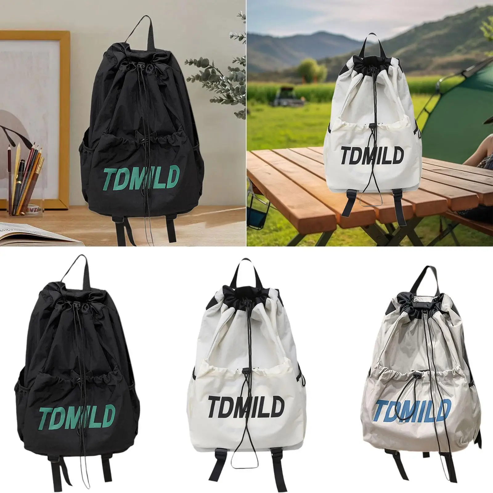 Drawstring Backpack Water Resistant Casual Sack Beach Sports Sackpack Drawstring Bag for Camping Hiking Outdoor Travel Yoga