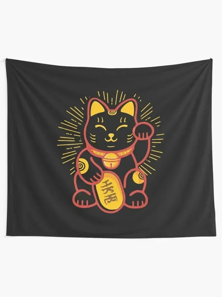 Money Cat Maneki-Neko Lucky Cat Golden Kitten Japanese Good Luck Charm Gift Tapestry Cute Room Things Tapestry