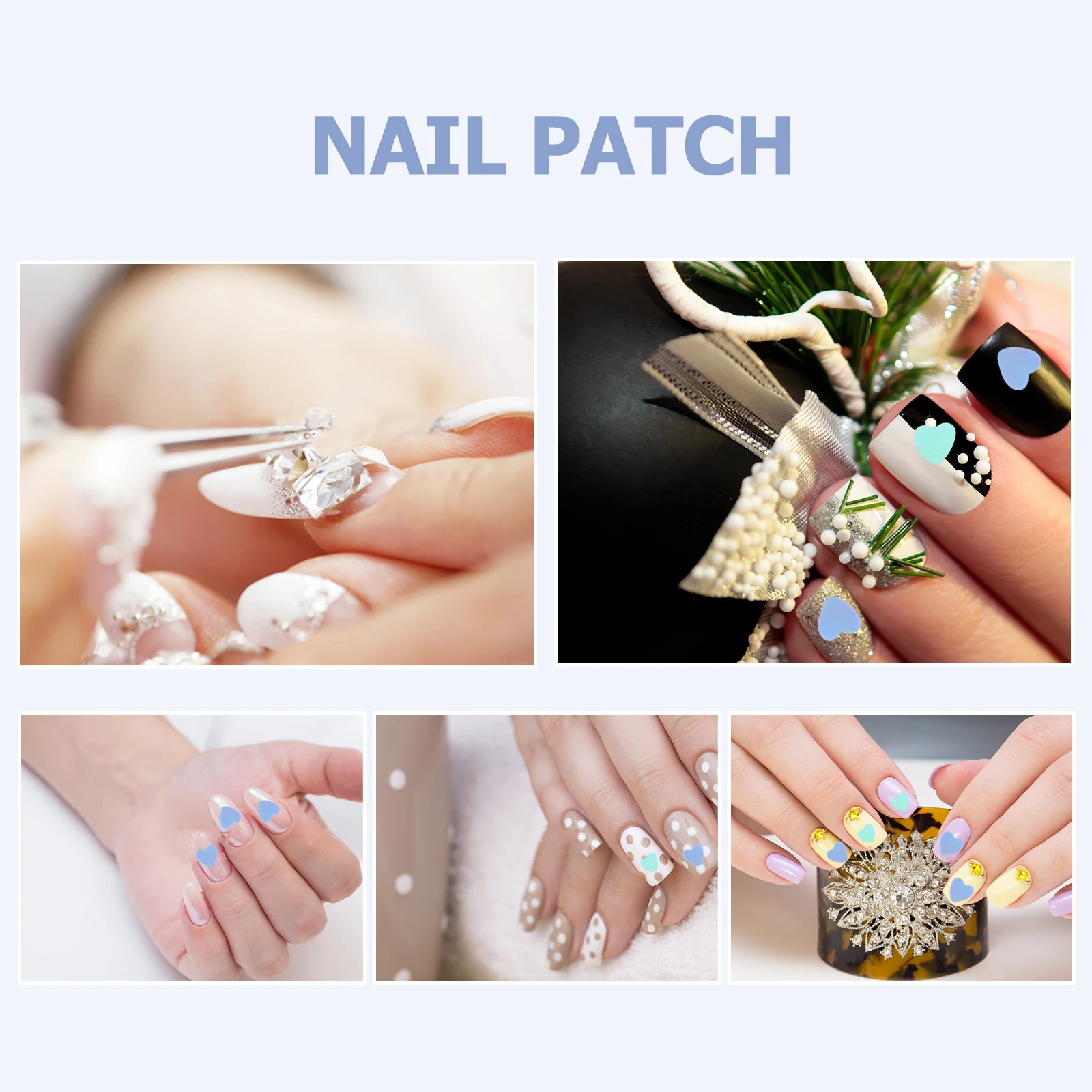 

5 Sets Love Nail Sequins Heart Decorations Rhinestones Hearts Shape Confetti