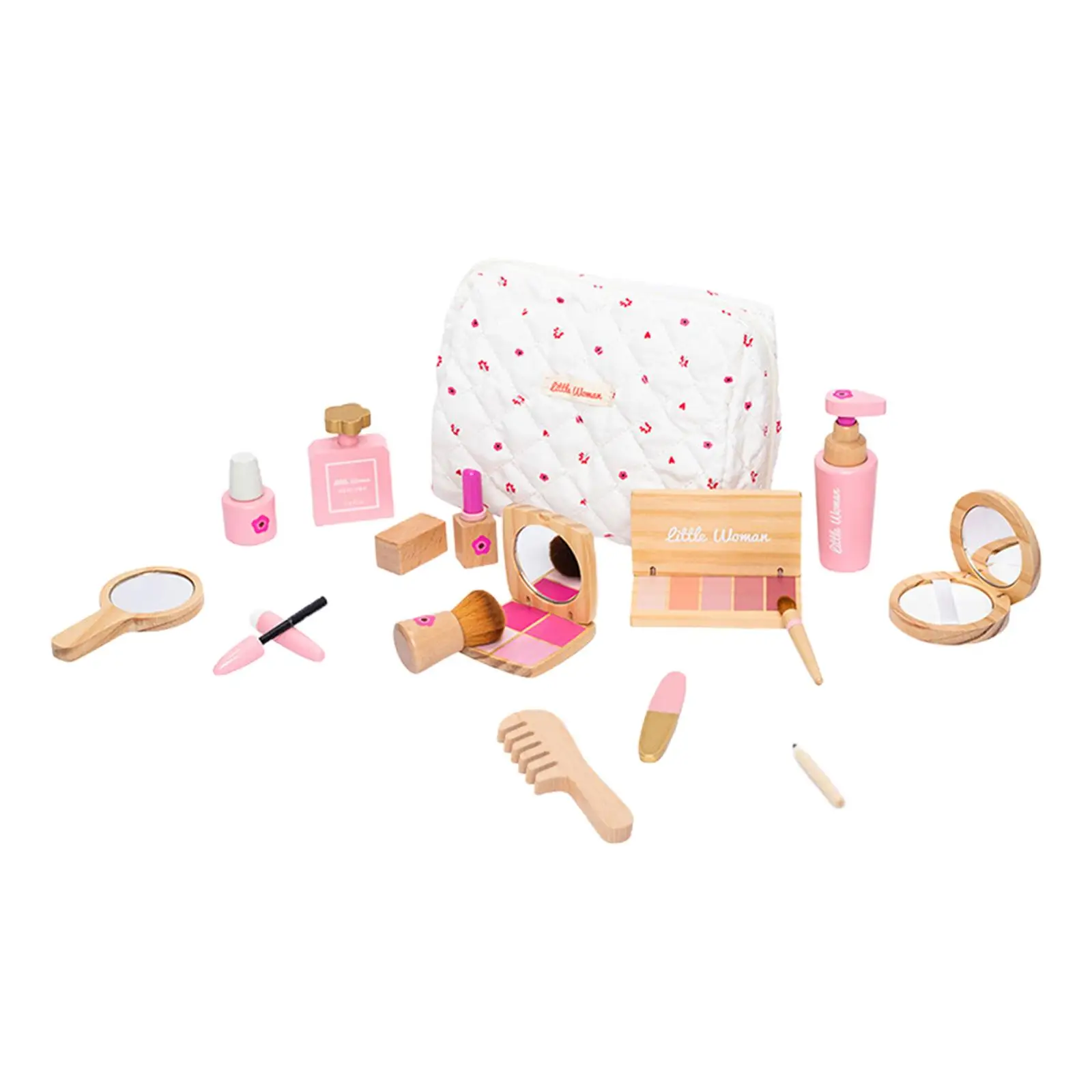 Set permainan peran riasan anak perempuan, permainan peran untuk anak kecil dengan tas kosmetik, kit rias wajah pura-pura untuk hadiah usia 3 4 5 +