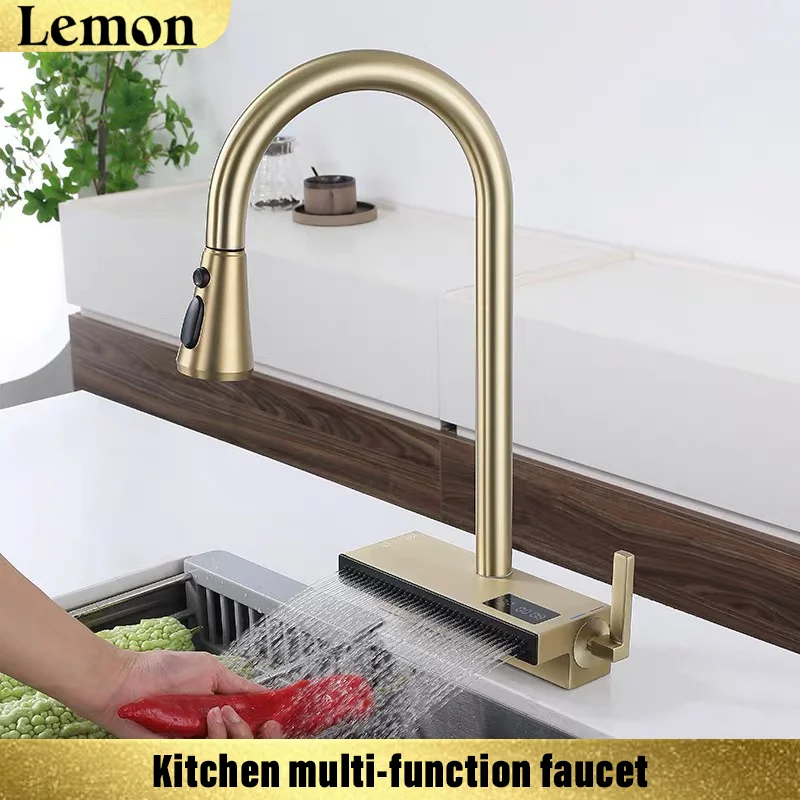 

Kitchen faucet single hole pull-out spout kitchen sink mixer tap flow spray head hot and cold mixing tap