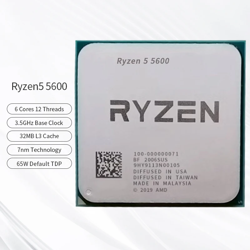 

AMD Ryzen 5 5600 6 Cores 12 Threads 4.4GHz Desktop computer processor with AM4 Socket CPU