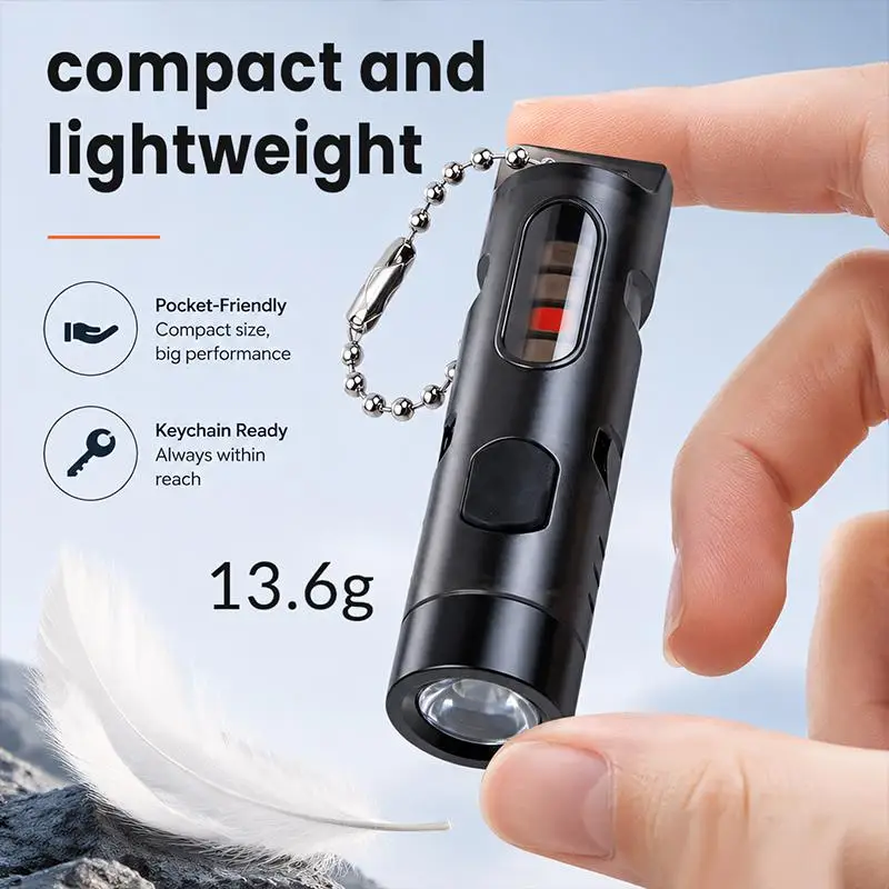 Mini Keychain Flashlight Multifunction Warning Camping Flashlight Type-C Fast Charging IP66 Waterproof Torch Lamp With Magnet