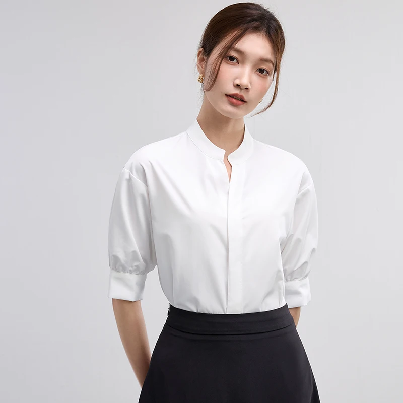 

Summer New Casual Short Sleeve Women White Shirt Korea Fashion Solid Woman Tops Blouse Office Lady Workwear Clothing