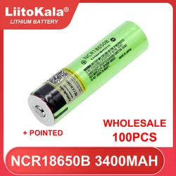 100 sztuk Liitokala NCR18650B 3.7v 3400mAh 18650 akumulator litowy ze spiczastymi (bez PCB) baterii hurtowo