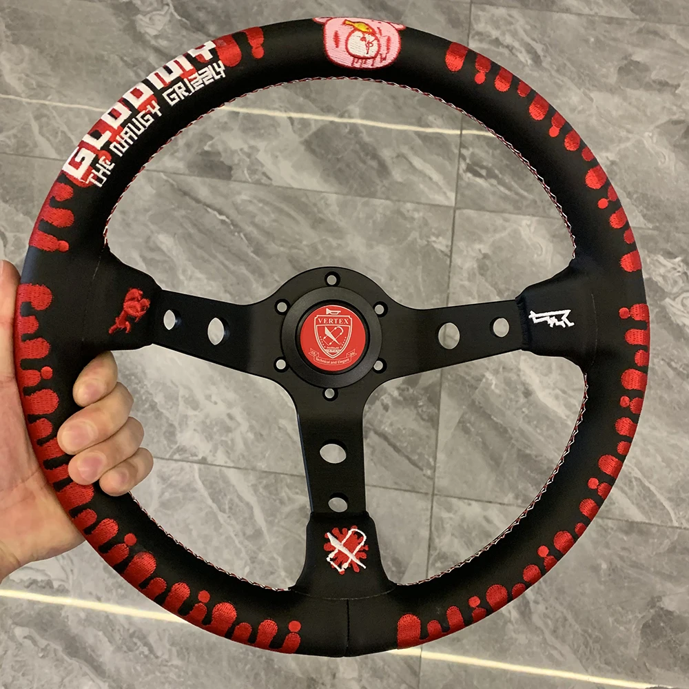 TIYPEOR JDM style VERTEX 330mm steering wheel custom embroidery steering wheel