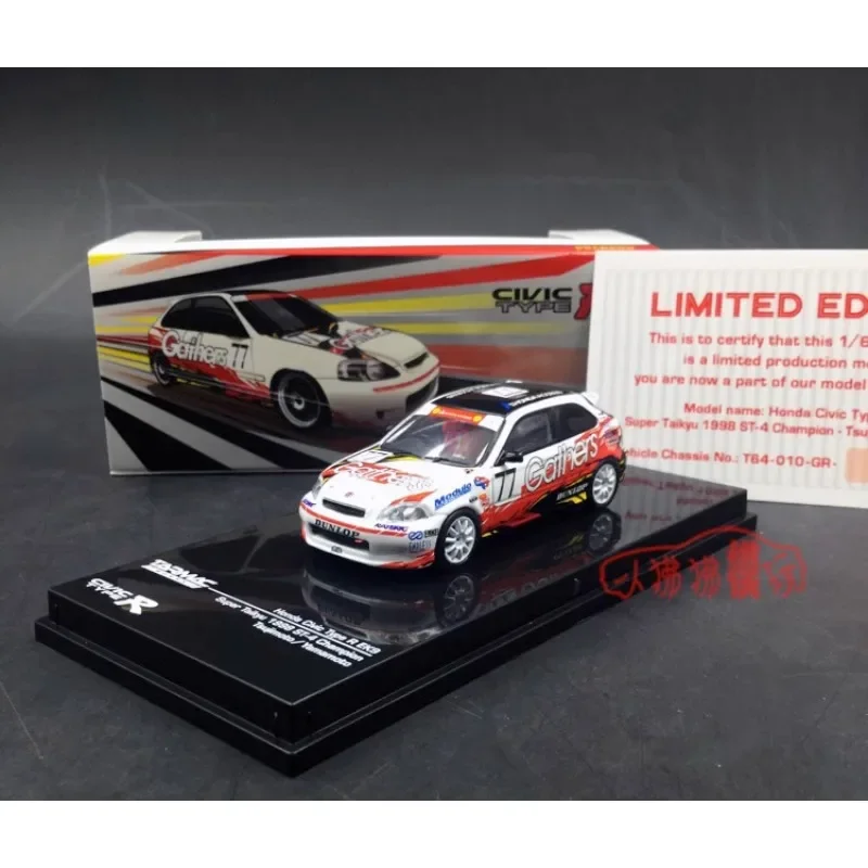 1:64 Honda Civic TYPE R EK9 77# alloy simulation model, children\'s collection of decorative toys, holiday gifts for children.