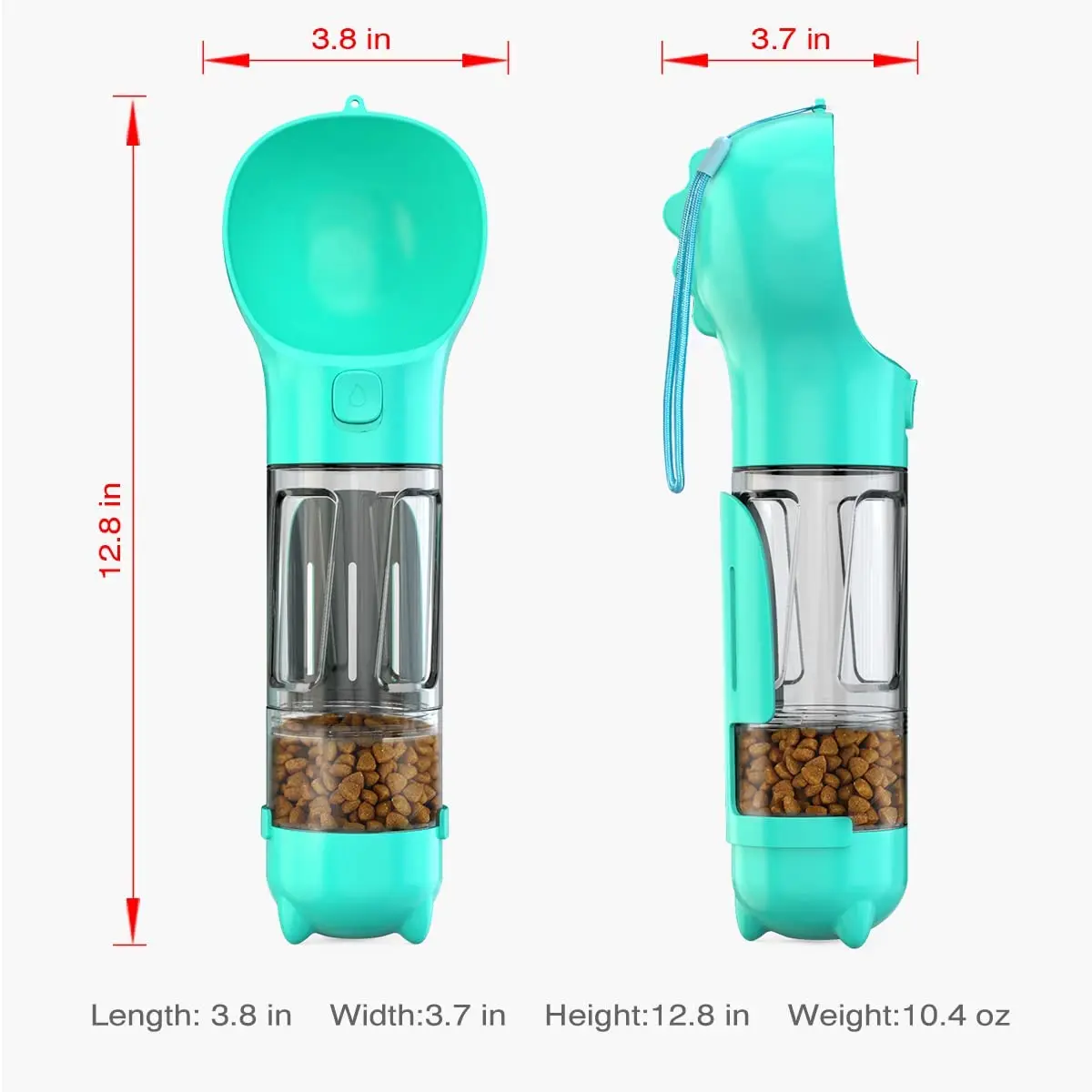 Dog Water Bottle 4 in 1 Portable Pet Water Bowl Dispenser with Dog Whistle, Pet Travel 10OZ (300ML) Water Cup with Food Containe