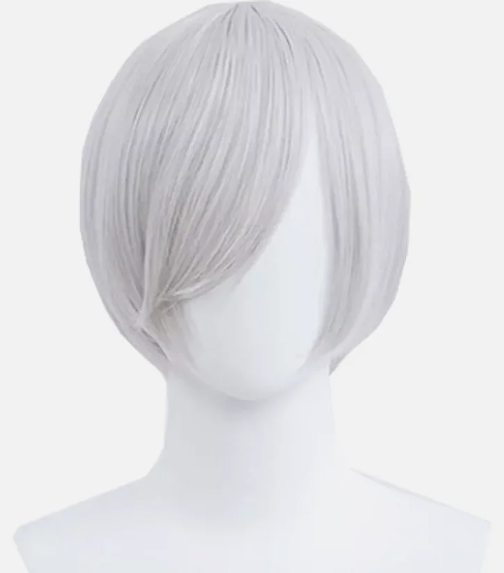 Wig Cosplay lurus pendek 30cm, rambut sintetis 18 warna hitam merah biru ungu