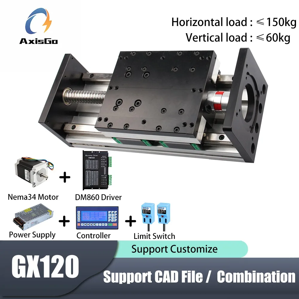 

Heavy-Duty Linear Motion Module 120mm Wide, Dual Rail Ball Screw Slide, High Precision Electric Linear Actuator