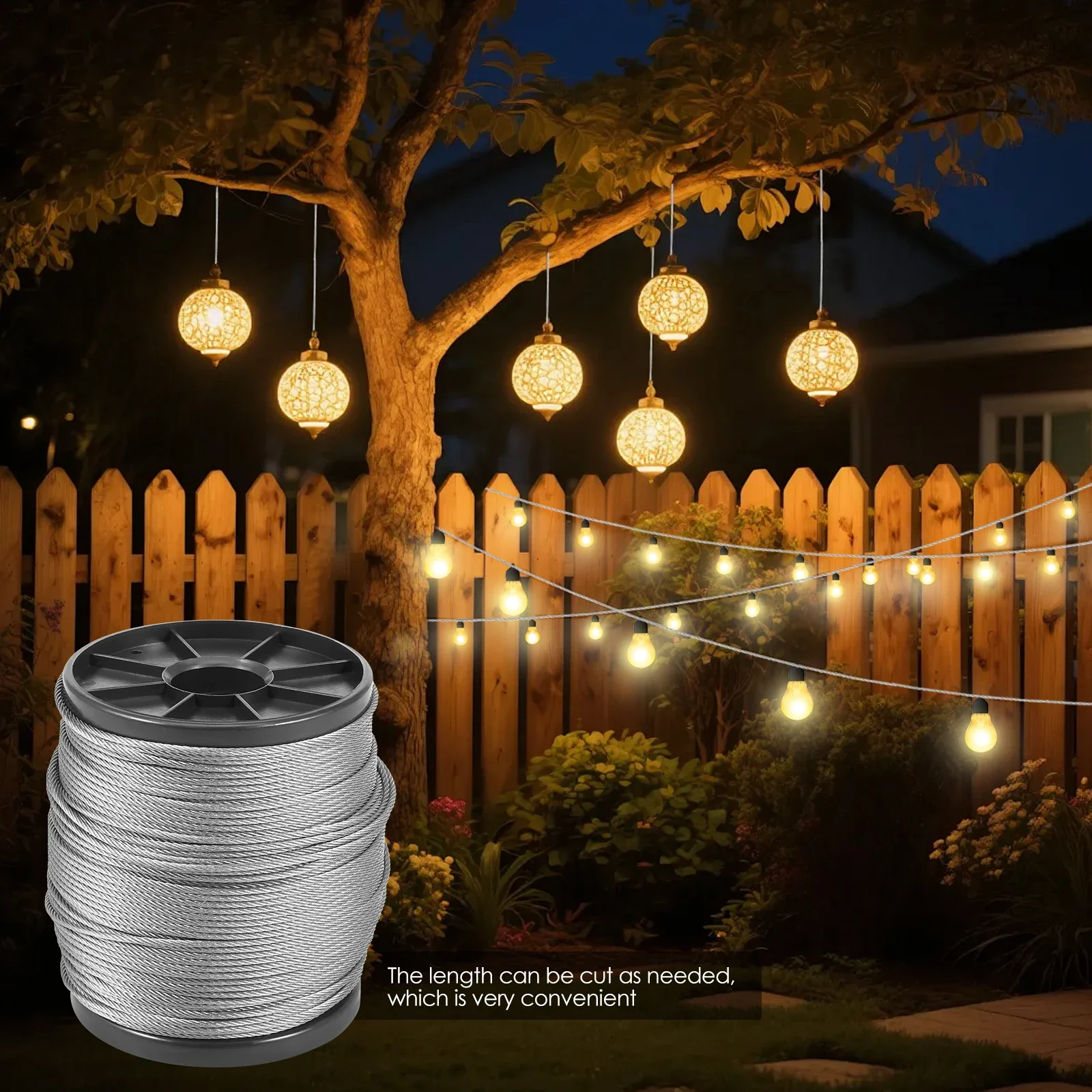 100m 304 Stainless Steel Cable 328ft  1/16inch  Wire Rope with 150Pcs Aluminum Sleeves Stops for String Lights Hanging, Clothesl