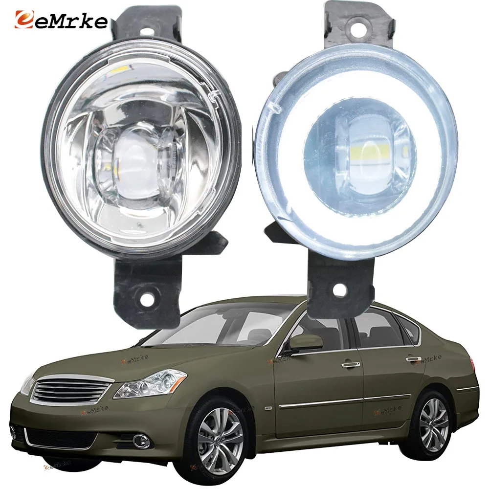 

Left and Right LED Fog Lights W/ Lens for Nissan Fuga DBA-Y50 Infiniti M45x M35x M35 Base N-America 2008 2009 2010 Angel Eye DRL