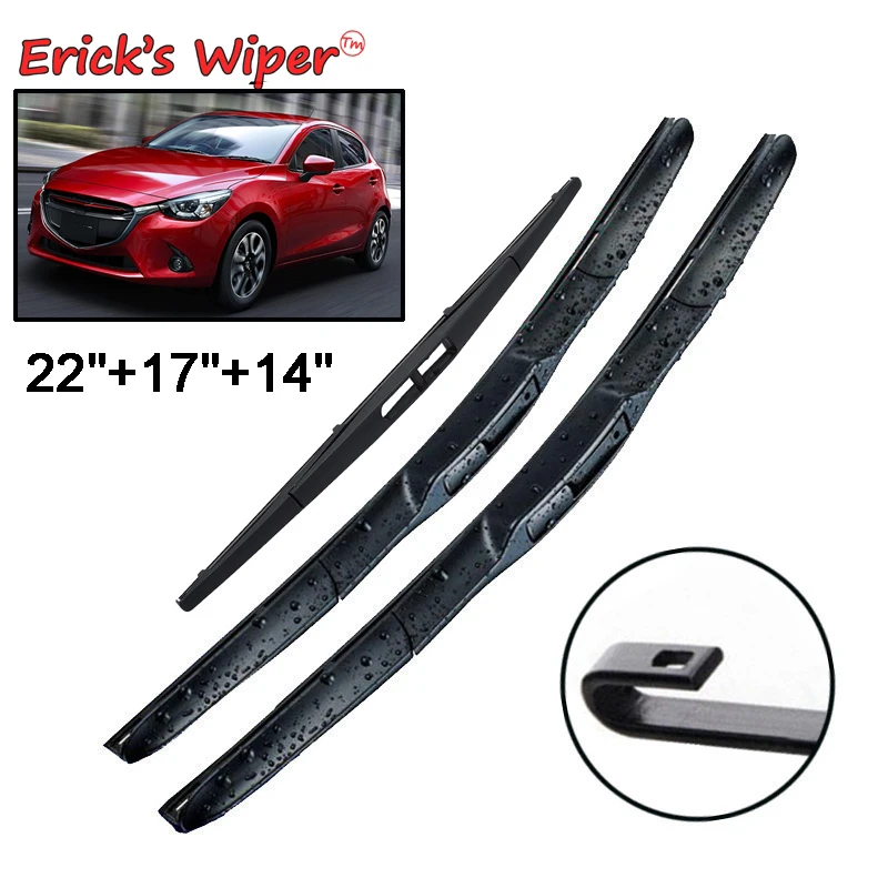 Juego de limpiaparabrisas delantero y trasero de Erick para Mazda2 Mazda Demio 2 DJ DL 2014 - 2023 parabrisas ventana 22 "+ 17" + 14"
