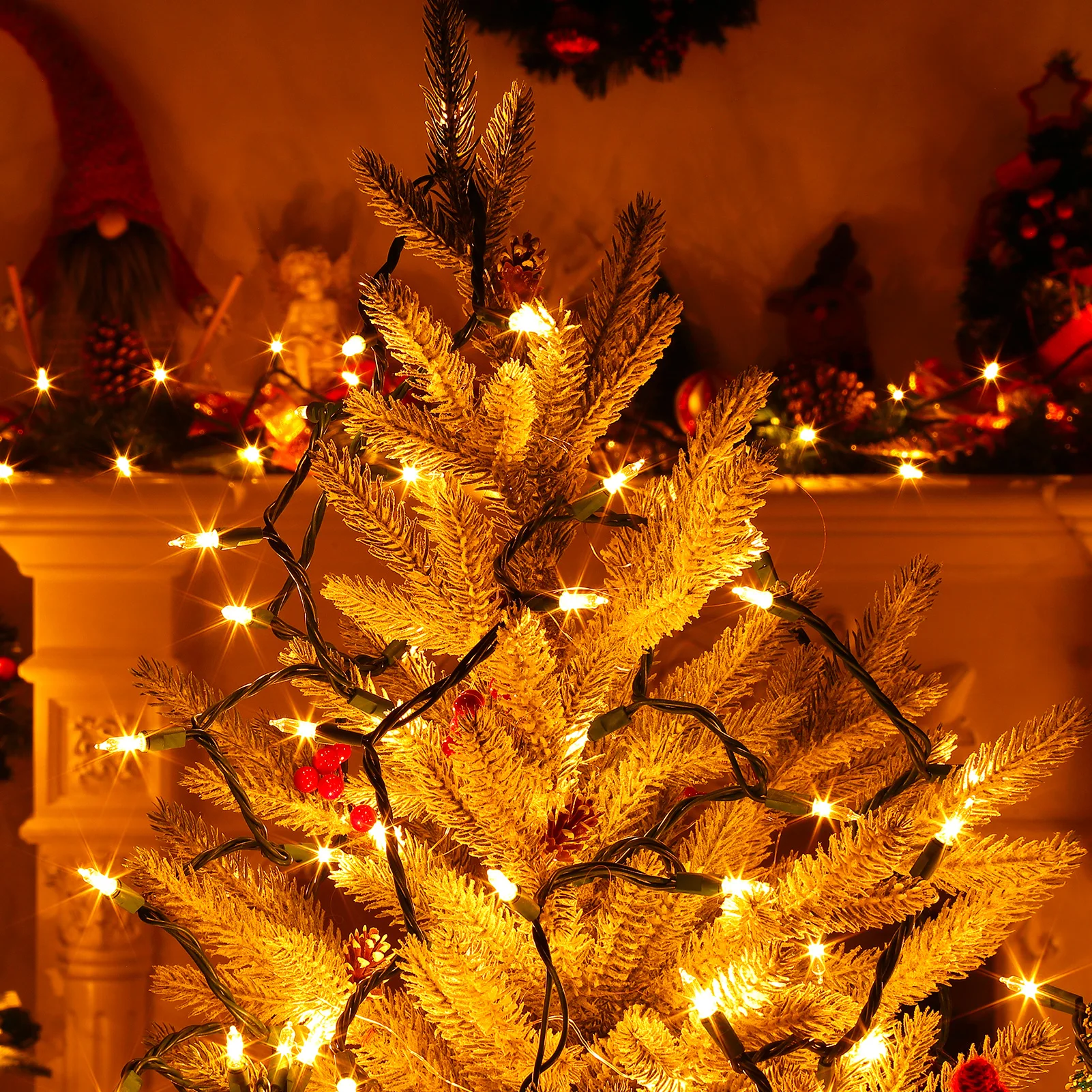 400 التهم 106Ft أضواء عيد الميلاد 100 أضواء صغيرة 26.5 قدم سلسلة أضواء مع استبدال الصمامات والمصباح سلسلة Led مقاومة للماء