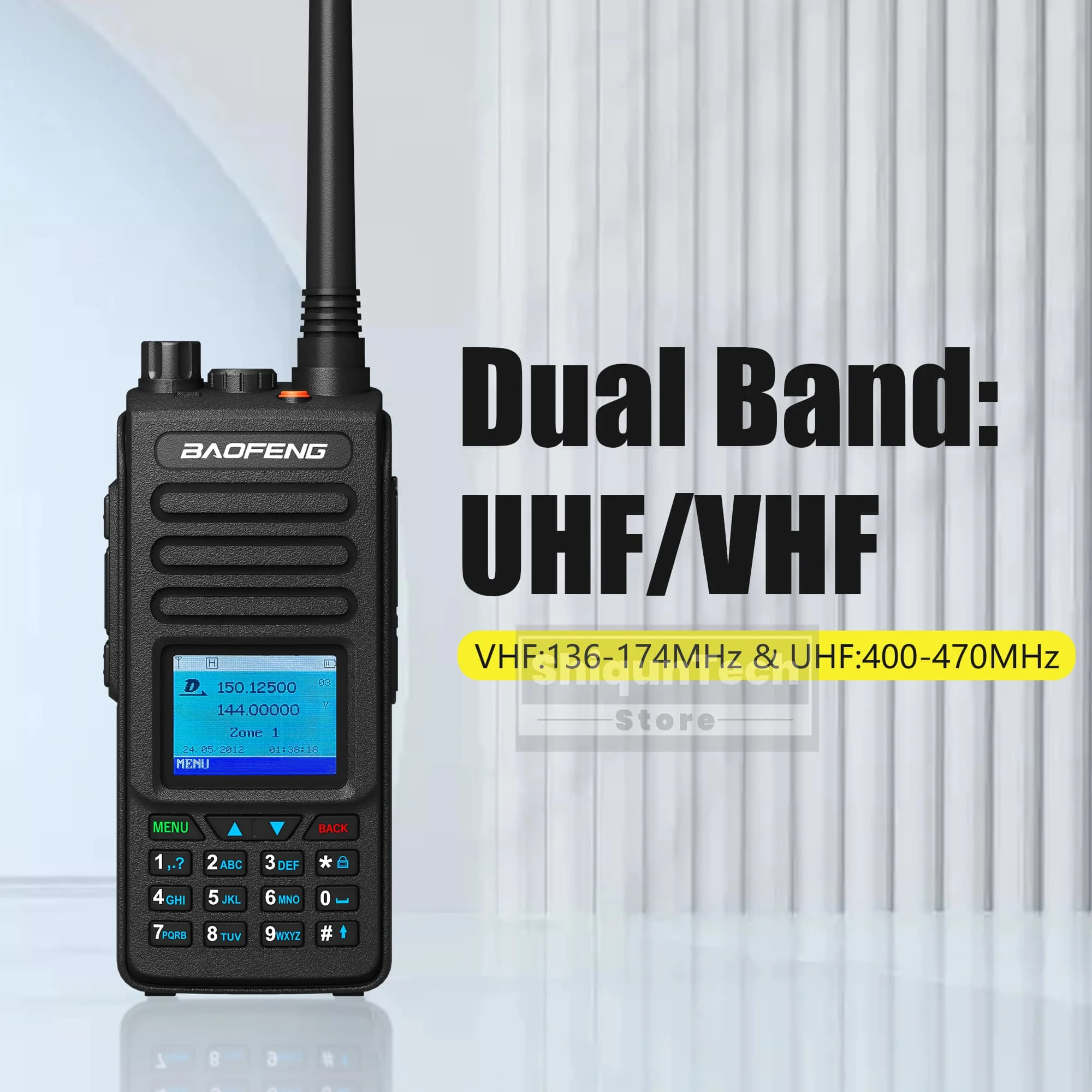 DM-1702 Baofeng Walkie Talkie DMR analogico e digitale 5W AES256 Funzione SMS Livello 1 + 2 Doppio slot per l'ora VHF UHF LED Flashligh Radio