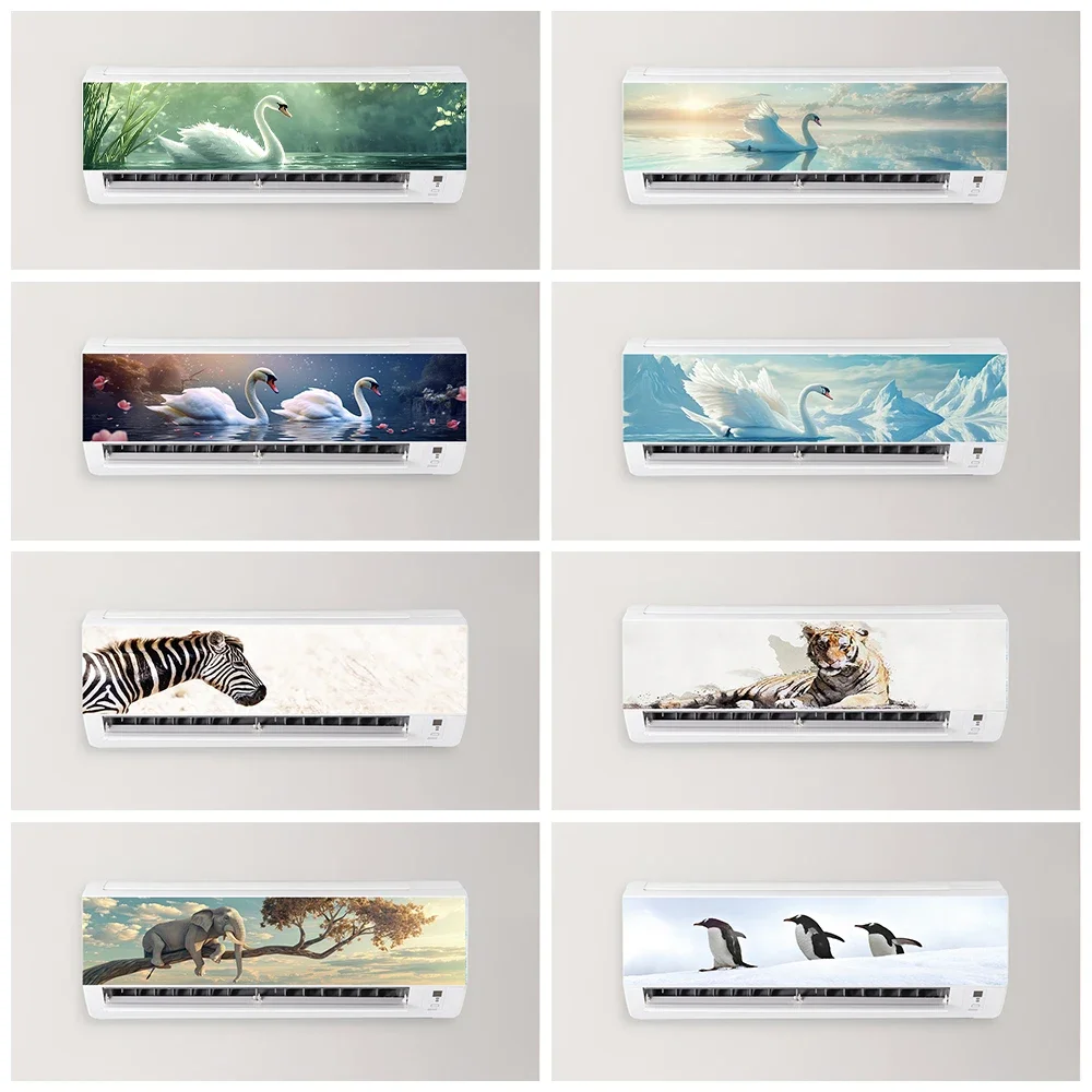 Pegatina de aire acondicionado para el hogar, cisne estético, decoración extraíble, lindo Animal, tigre, cebra, arte de pared, calcomanía, póster de aire acondicionado