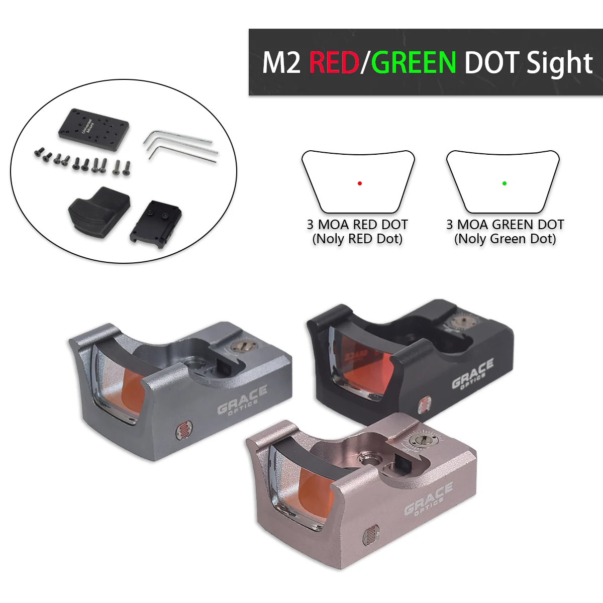 

M2 Light Sensing Technology Red/Green Dot Sight Scope 3MOA Mini Reflex Riflescope For Hunting AR15 M4 Airsoft Pistol Glock 17 19