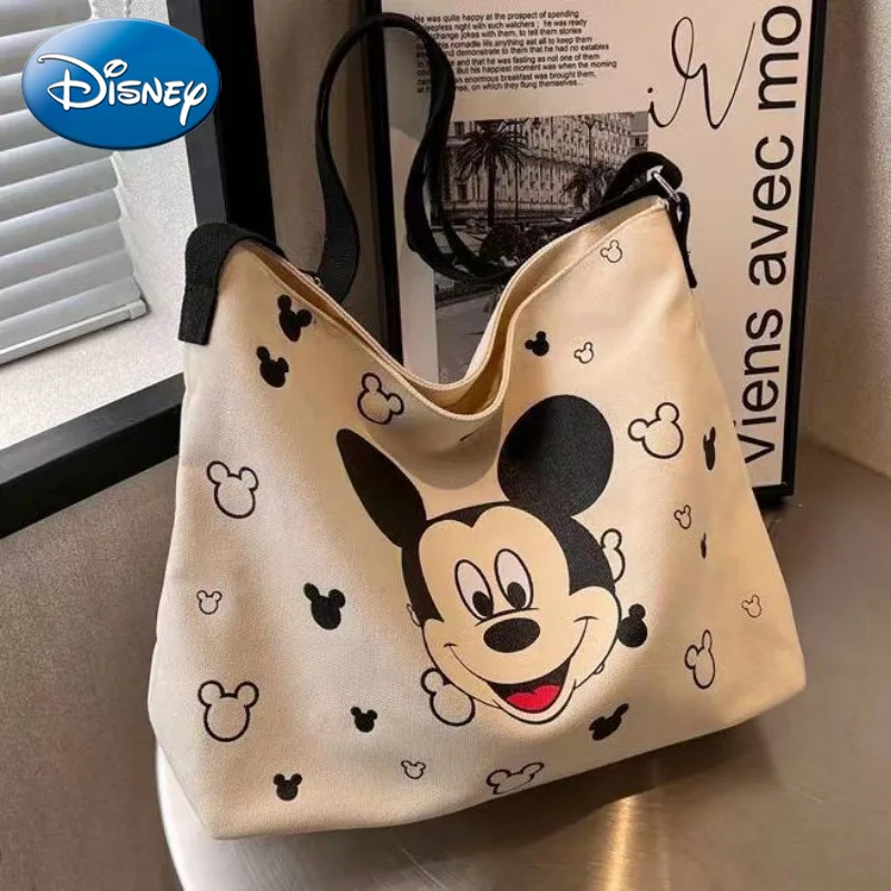 Disney Mickey Ins płócienna torba damska Crossbody 2024 lato nowe japońskie nadruk kreskówkowy torba na ramię dla ucznia o dużej pojemności