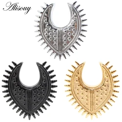 Alisouy 1PC Stainless Steel Star Spike Cone Tip Saddle Ear Tunnel Plugs Expander Stretcher Gauges Earrings Piercing Body Jewelry