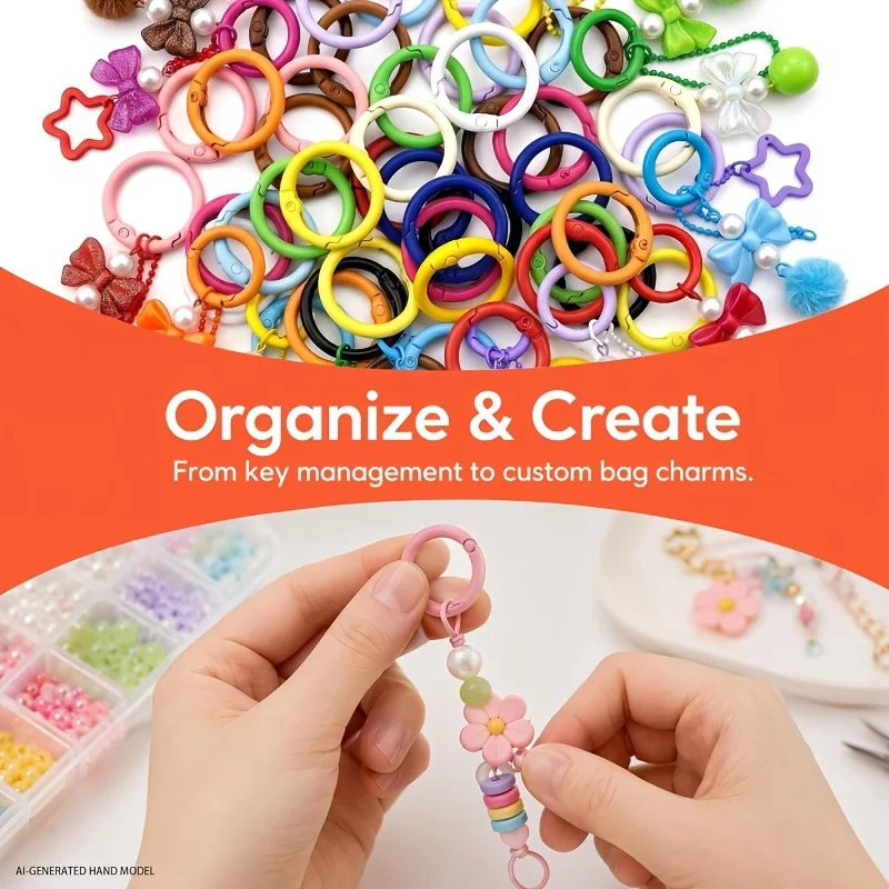 100pcs Colorful 25mm round Spring O-Ring for Jewelry-Making Keychains Wholesale Wallet & Handbag Accessories DIY Handicrafts view 2