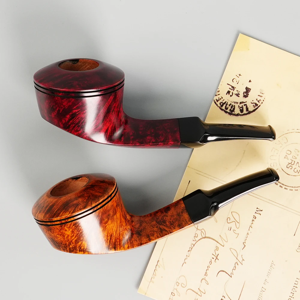 

MUXIANG Handmade Briarwood Tobacco Pipe 3mm Pipe Channel Bulldog Wooden Pipe Father's Day Gift Double Waistline Design