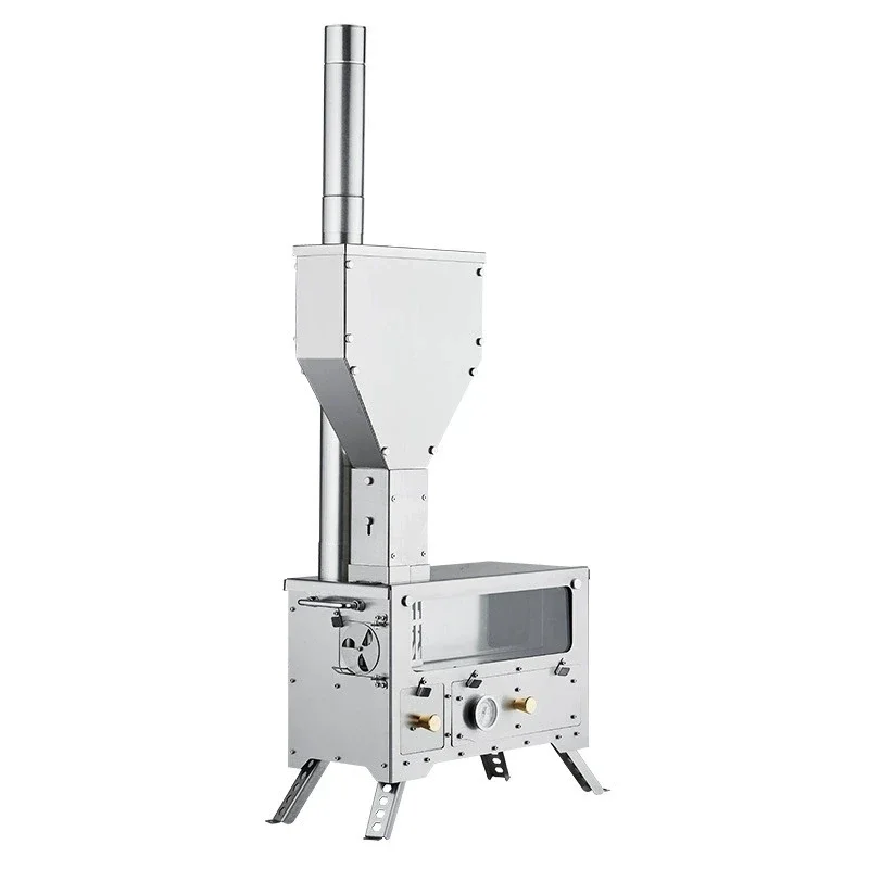 

Portable Pellet Stove with Oven for Hot Tent, Outdoor Camping Stove Wood Heater for Van, Cabin, Winter Survival, Cooking