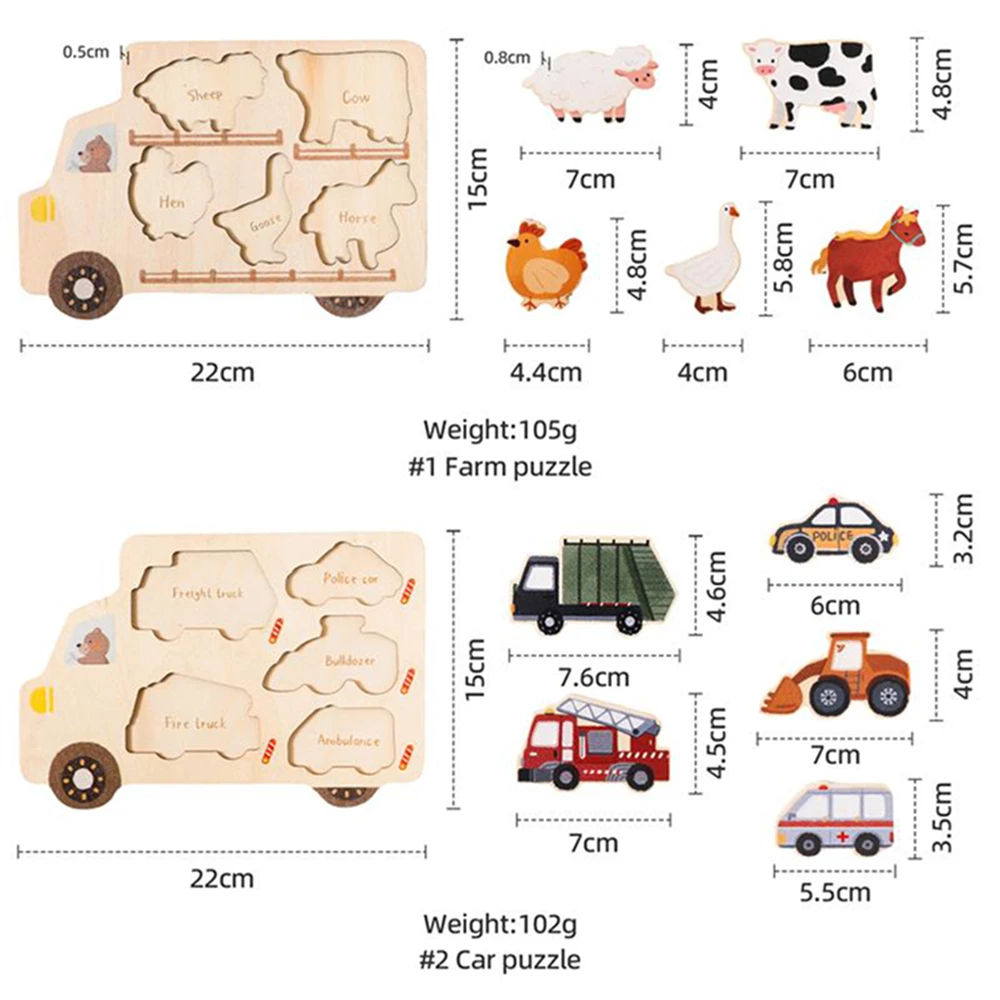 Wooden Montessori Toys Logical Thinking Matching Puzzle Cognitive Board Teaching Aid Car Animal Pairing Board Educational toys