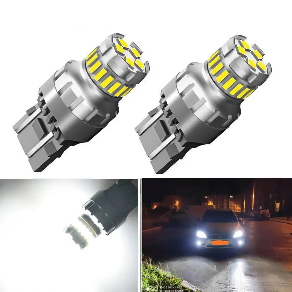 

2Pcs T20 7443 LED Turn Signal Tail Bulbs W21/5W 7440 W21W LED DRL Brake Light Reverse Backup Lamps 6500K White Super Bright 12V