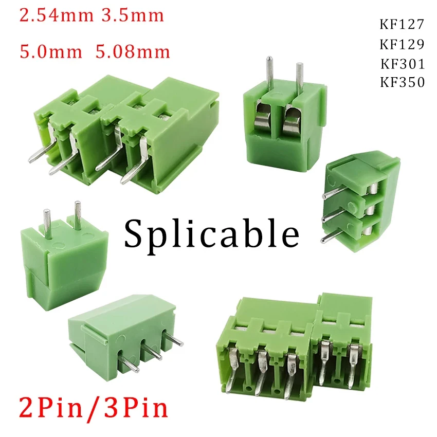 10Pcs KF-127/KF-128/KF129/KF301/KF-350 2Pin 3Pin Pitch 2.54/3.5/5.0/5.08mm Straight Pin PCB Terminal Block Wire Connector