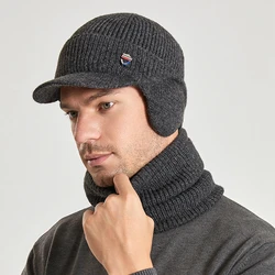 Gorros cálidos Unisex con forro de piel para hombre y mujer, gorro suave con cubierta de protección para los oídos, gorros gruesos de punto para invierno, 2 uds./Set