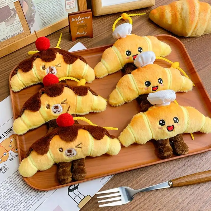 

Плюшевый брелок-круассан: мультяшная кукла-хлеб, мини-подвеска, мягкий шарм для сумки, автомобиля, рюкзака. Подарок для детей и девочек.