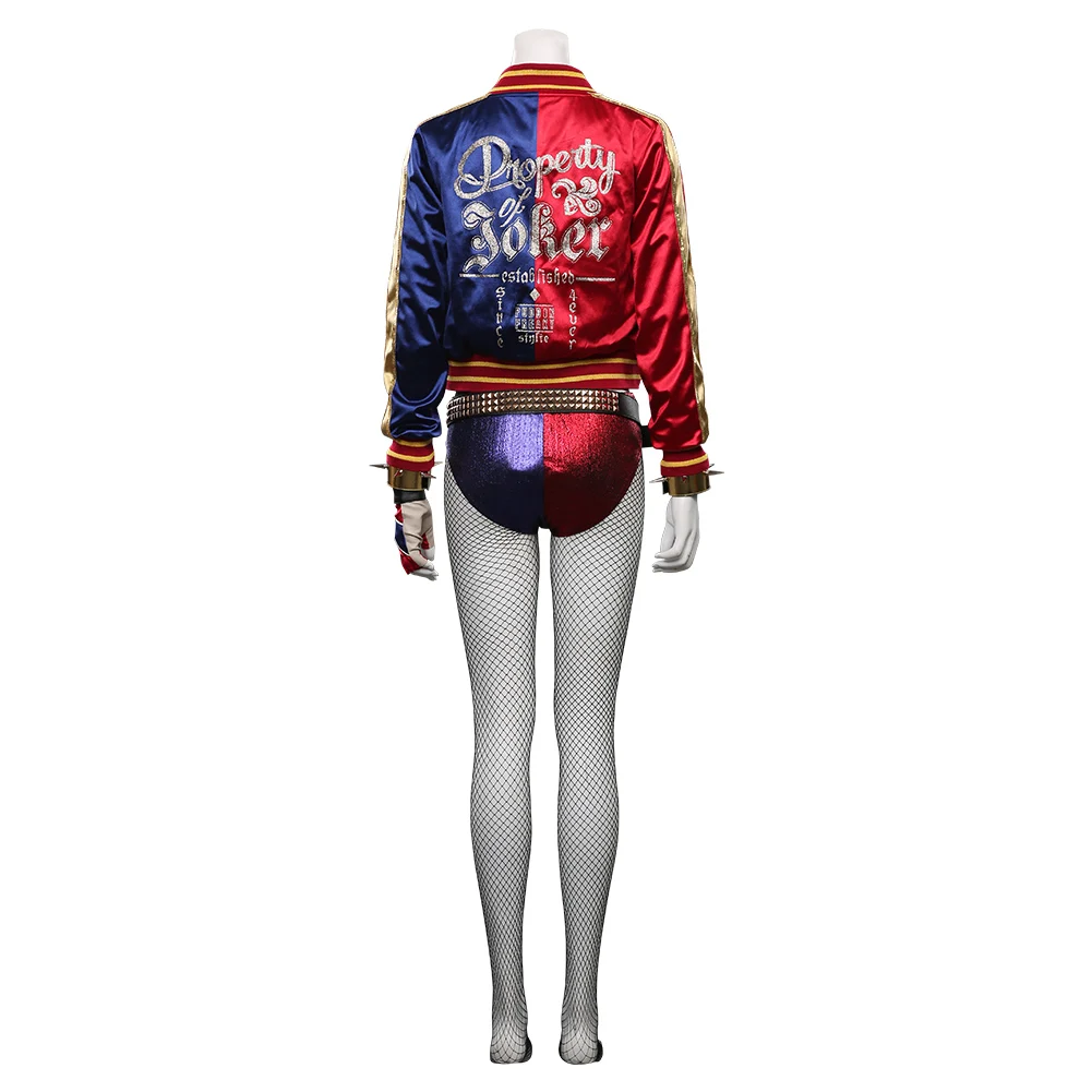 Quinn Cosplay Costume Suicide Cos Joker Roleplay Black Red Jacket Pants Female Girls Fantasia Halloween Carnival Roleplay Suit