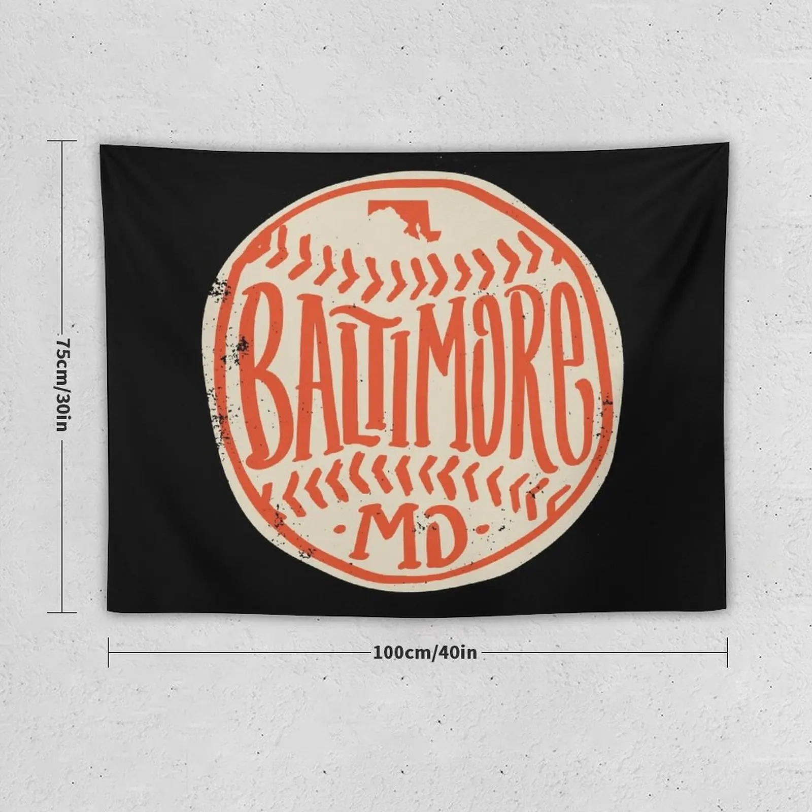 New Hand Drawn Baseball for Baltimore with custom Lettering Tapestry Wall Mural Bedroom Decor Bedroom Decoration