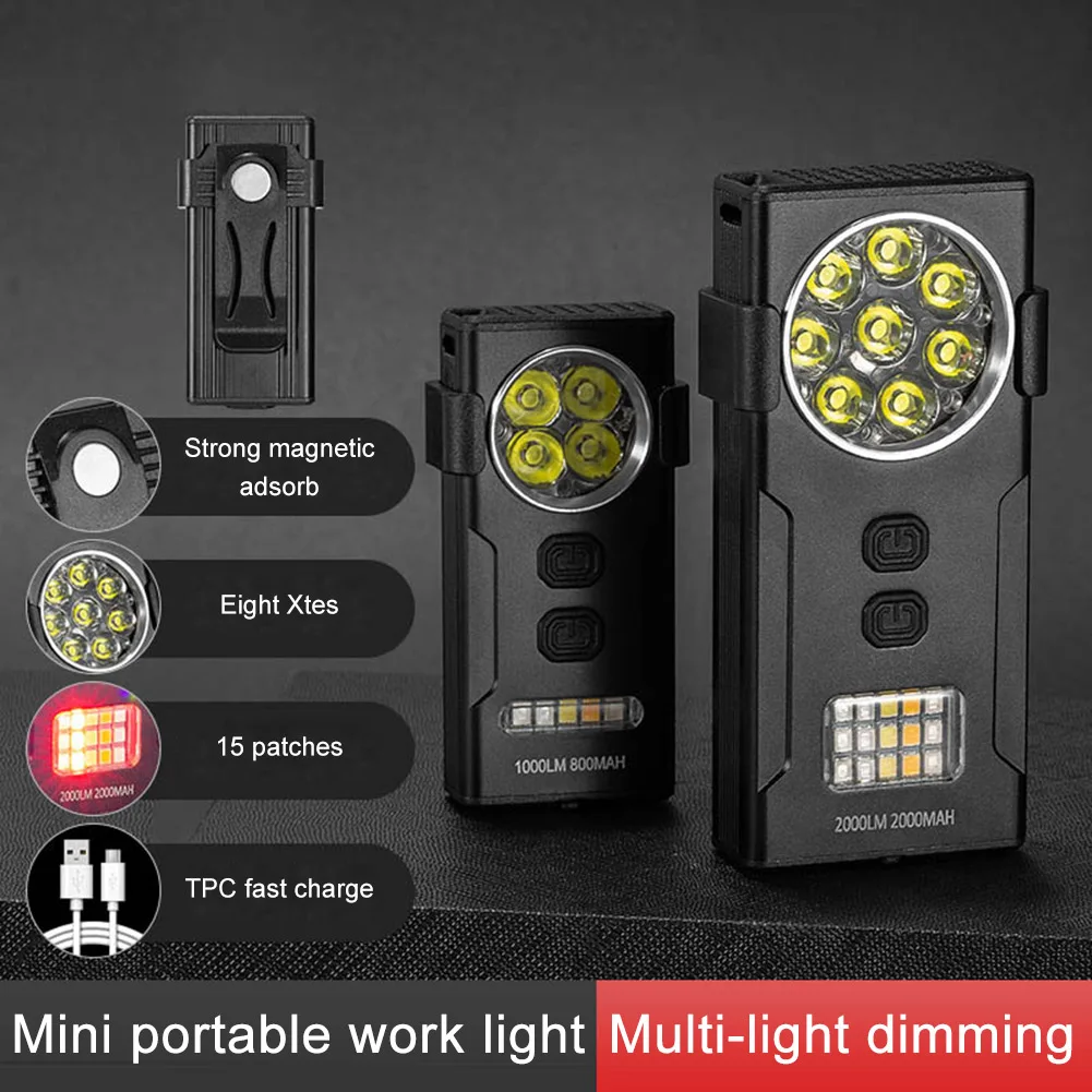 Mini Rechargeable LED Flashlight D84/85 EDC Keychain Lanterns Torch Waterproof Super Bright Work Light  for Outdoor Running Hiki