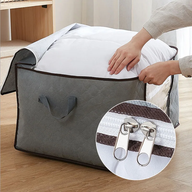 Foldable Storage Bag Clothes Organizer Waterproof Oxford Clear Window Clothing Wardrobe Organizer Home Non Woven Storage Box