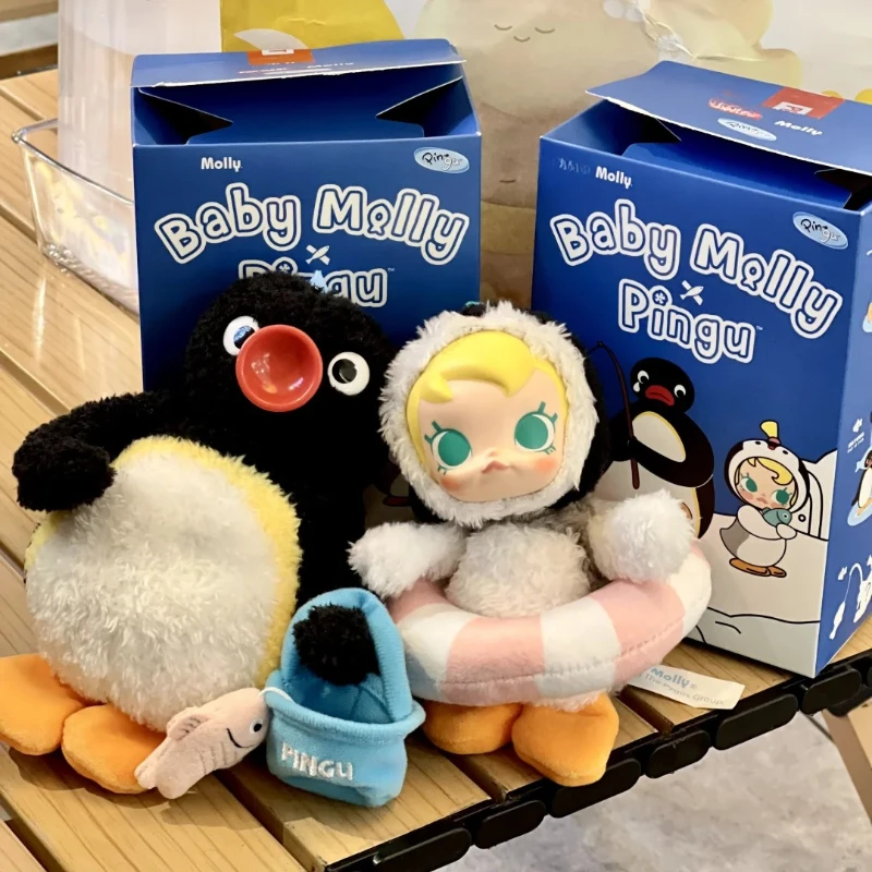 Baby Molly X PINGU Happy Fishing Series Vinyl Pendant Blind Box Figure Collection Keychain Decor Cute Doll Toy Surprise Gift