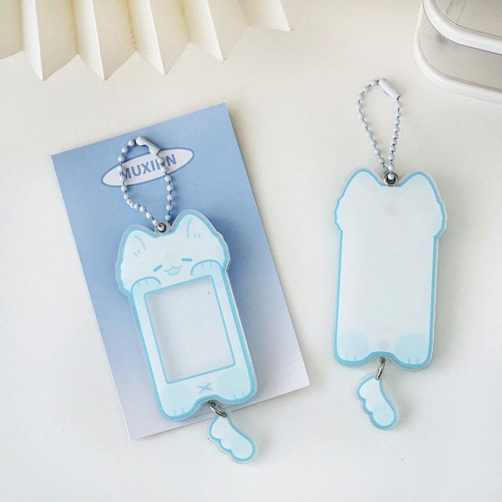 Keychain Kawaii Photocard Holder Acrylic Animal Theme Photo Protector Case Creative Idol Schoolbag Pendant