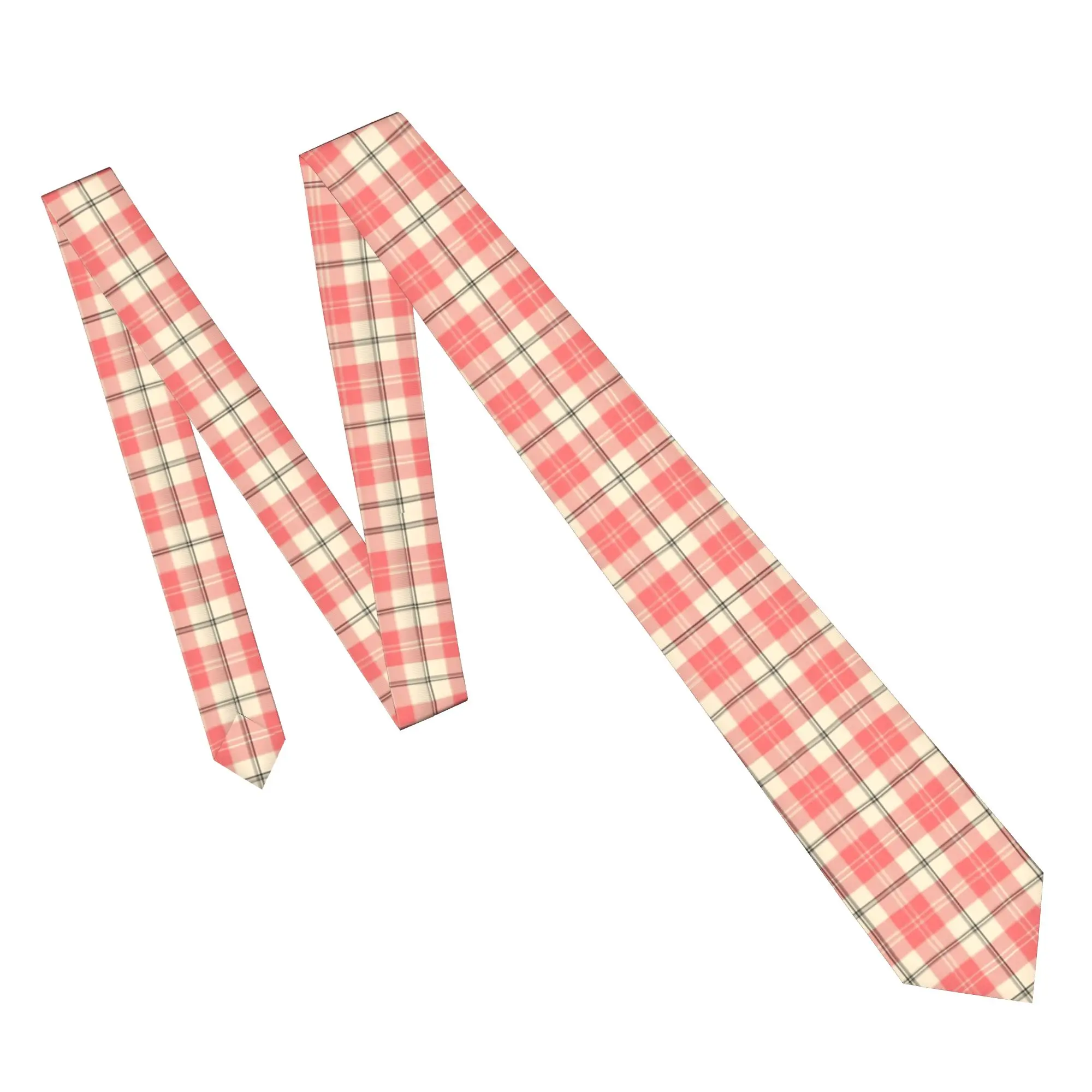 Tartan  Pink and Cream Plaid High Res  Neckties Casual 8 cm Narrow  Neck Ties for Mens Daily Wear Gravatas Wedding  Office