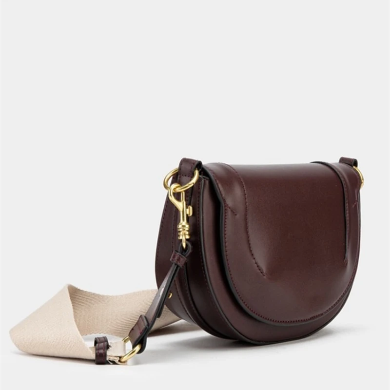 

Fashion Niche Design Saddle Women Shoulder Bags Designer Small Flap Handbags Luxury Pu Leather Wide Strap Crossbody Bags Sac