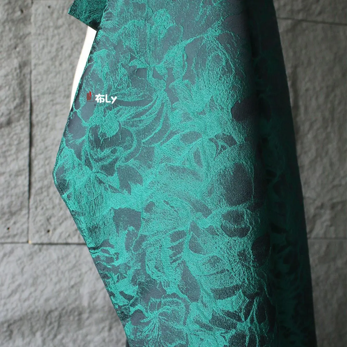 Vintage Green Oil Painting Jacquard Fabric For Qipao Dress Coat Pants Fashion Designer Clothing Material