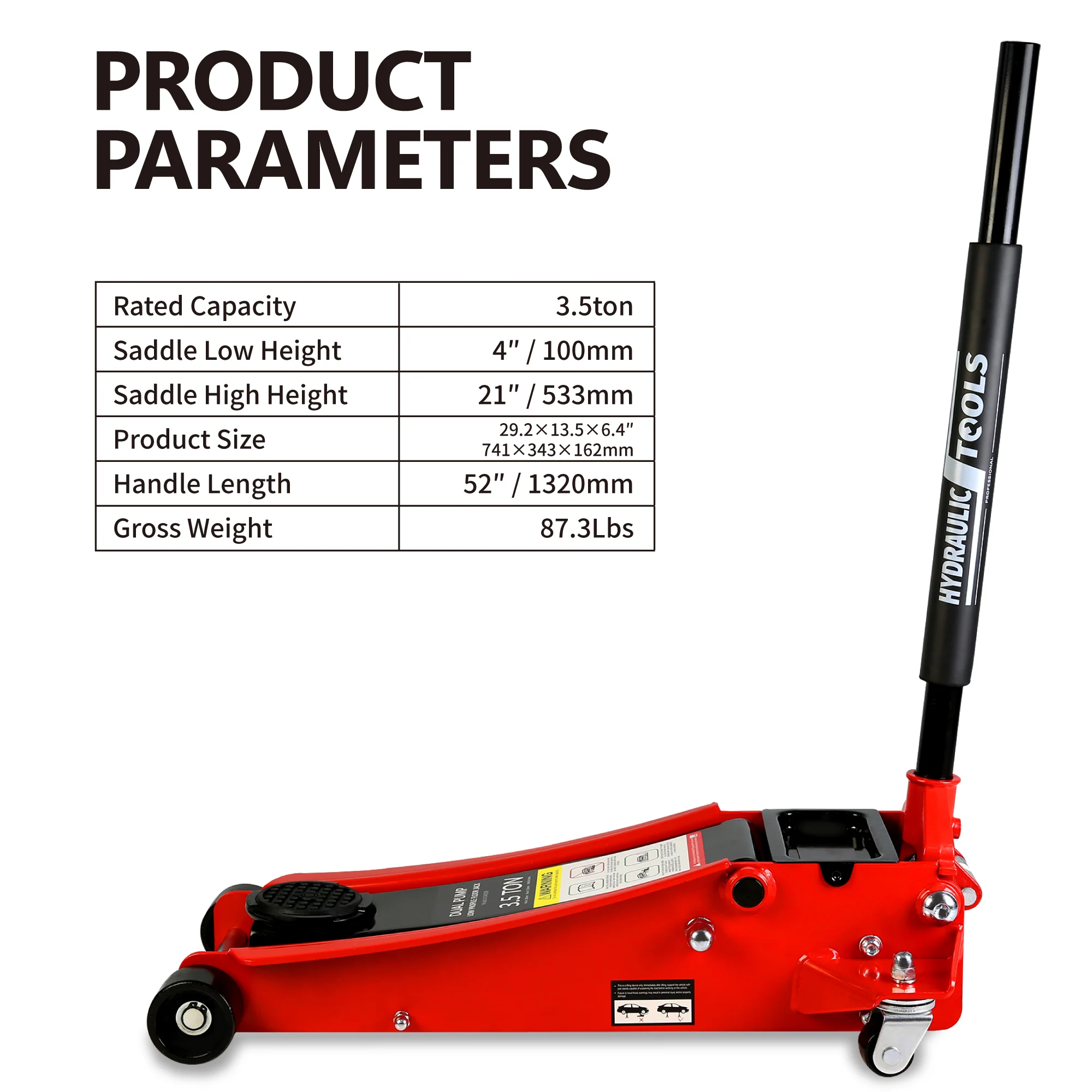 3.5 Ton Low Section Floor Jack, Hydraulic Floor Jack Lifting Range W/Dual Piston Pump Quick Lift Pump,Lifting Range 4