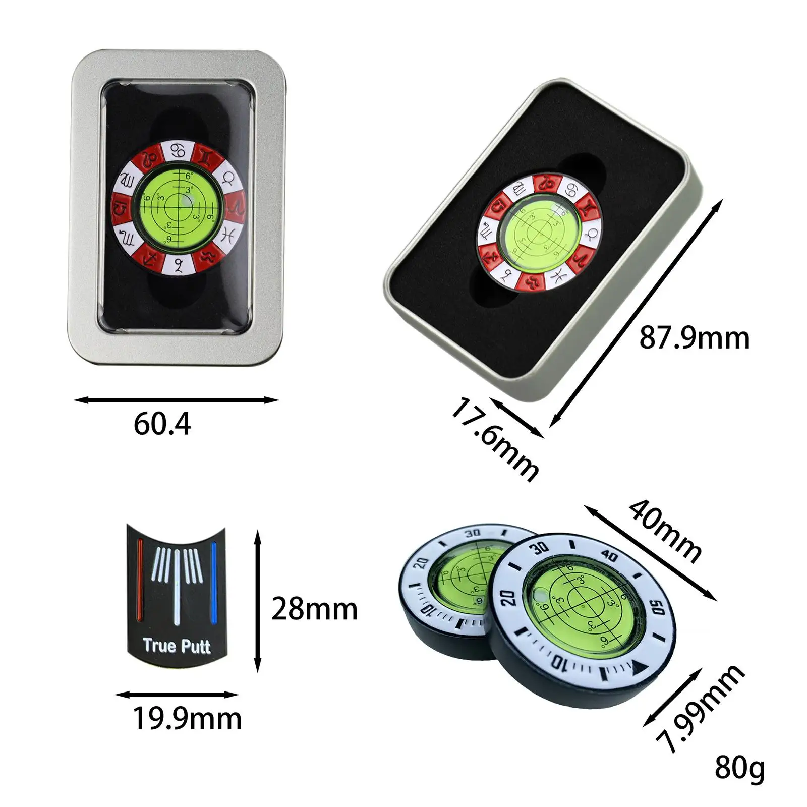 Magnetic Golf Ball Marker Bubble Level Golf Alignment Reader Tool High Precision