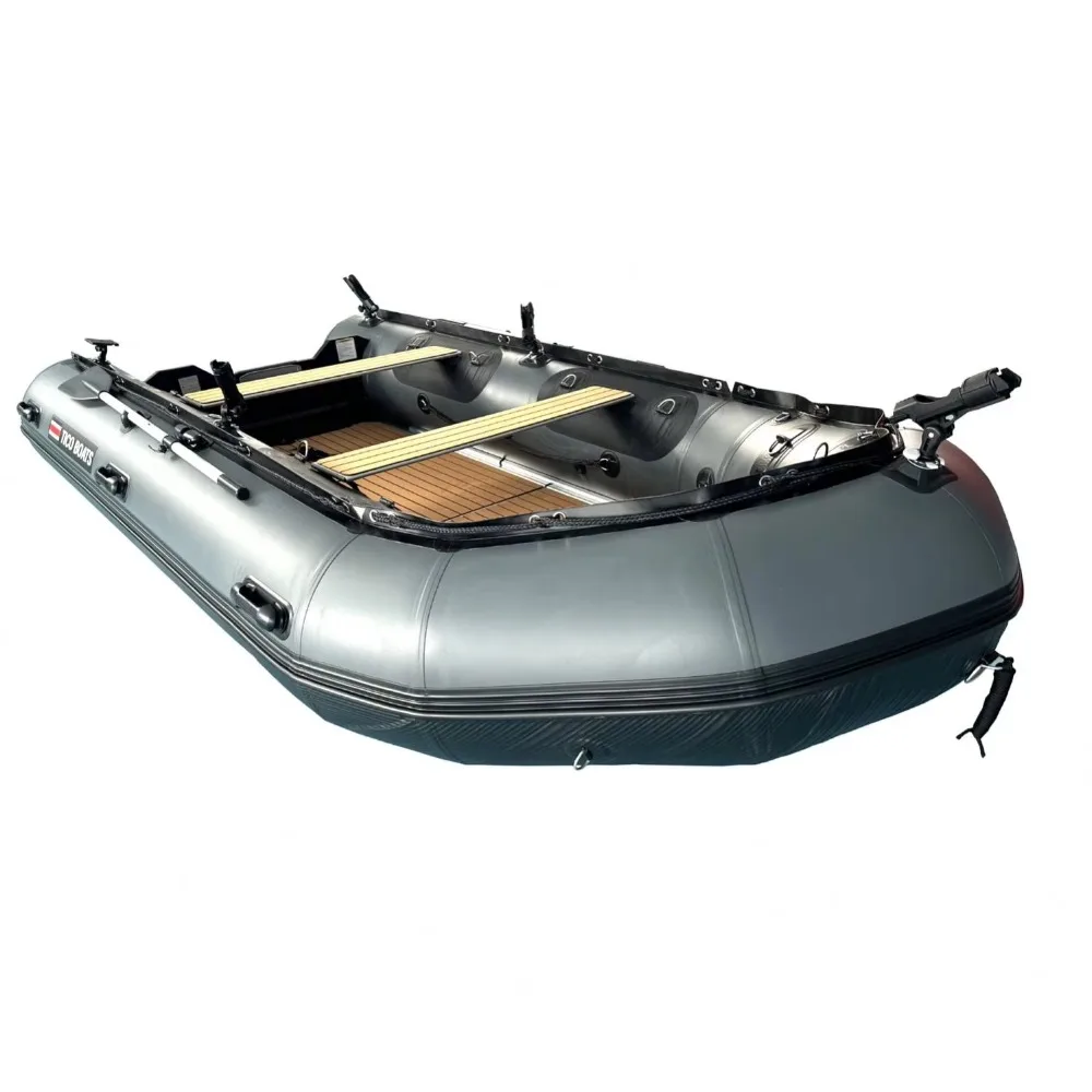 Reachsea 1.2mm PVC Aluminum Deck 8 People 420cm Black & Dark Grey Color Inflatable Raft Best with Motor for Sale