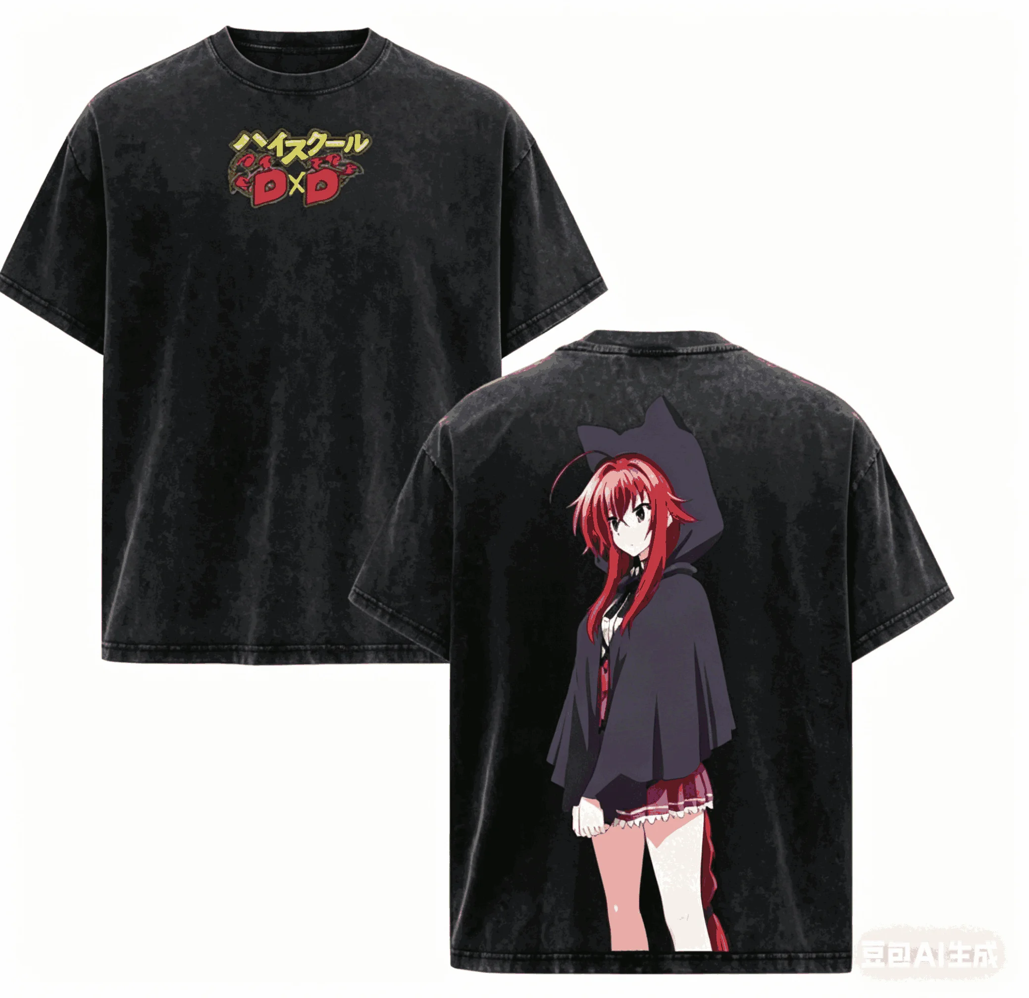 High School DxD Washed T-Shirt 2026 Neues Modell Persönlichkeitskleidung Ganzjahreskleidung Vintage Loose Couples Trendprodukt
