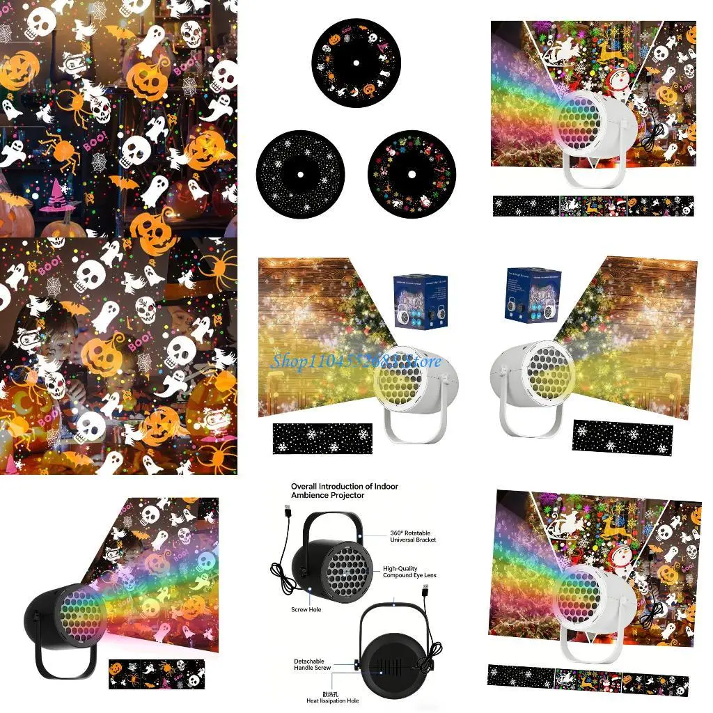 

Y6GD Snowfall Effect Christmas Projector Light USB Wall Ceiling for Indoor Use