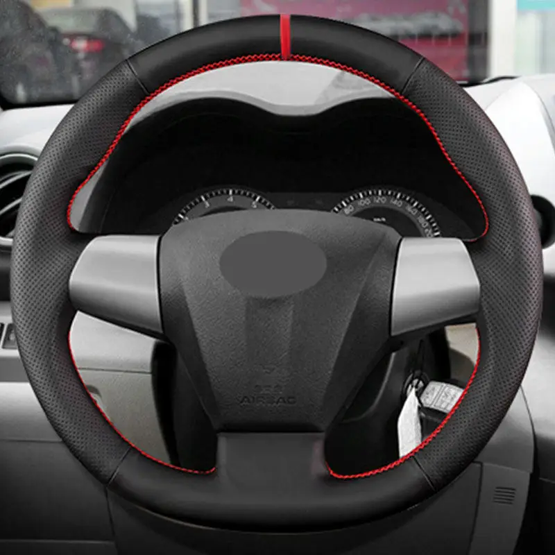 

Perforated Leather Cover Trim Accessories Braid On Car Steering Wheel For Toyota Corolla RAV4 Auris Wish Vanguard Voxy 2010-2013